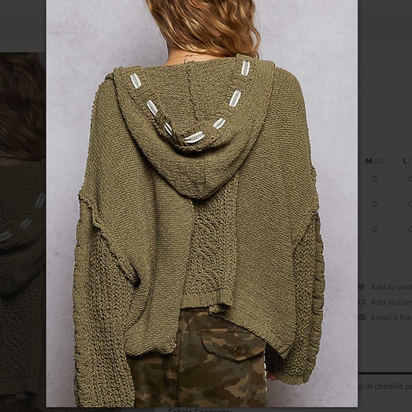 POL “ Stacy 4 “ POL Cable Knit Chenille Sweater with Drawstring Hood 62 - Picture 7 of 9